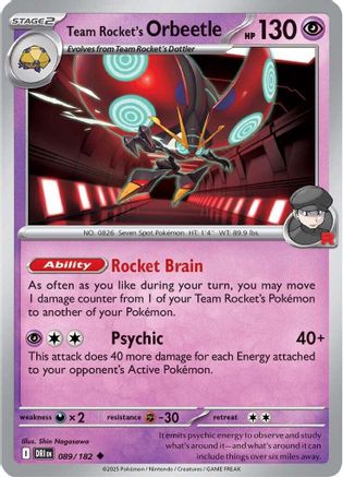 Team Rocket's Orbeetle - 089/182  - Uncommon - Reverse Holofoil