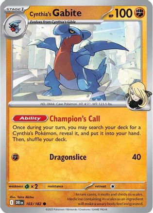 Cynthia's Gabite - 103 - Common - Reverse Holofoil
