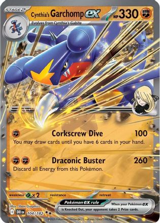 Cynthia's Garchomp ex - 104/182  - Double Rare - Holofoil