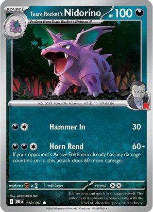 Team Rocket's Nidorino - 118 - Common - Reverse Holofoil