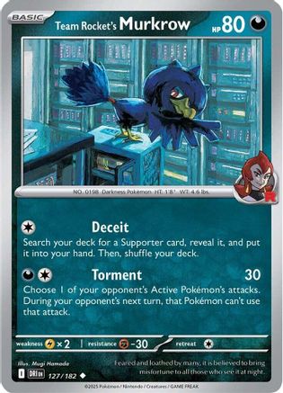 Team Rocket's Murkrow - 127/182  - Uncommon - Reverse Holofoil