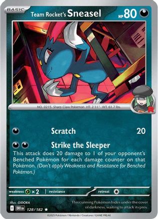 Team Rocket's Sneasel - 128 - Rare - Reverse Holofoil