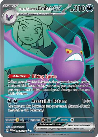 Team Rocket's Crobat ex - 217/182  - Ultra Rare - Holofoil
