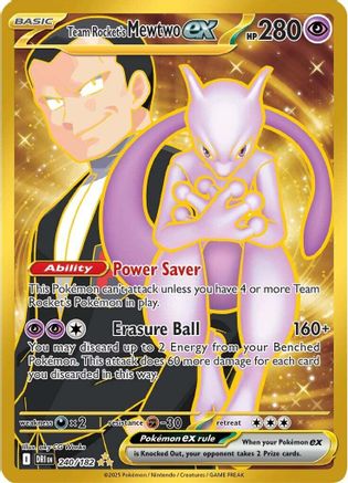 Team Rocket's Mewtwo ex - 240/182  - Hyper Rare - Holofoil
