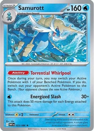 Samurott - 023/086 - Rare - Reverse Holofoil