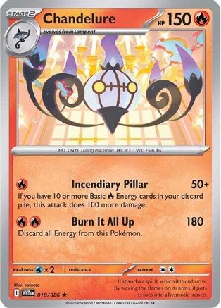 Chandelure - 018/086 - Rare - Reverse Holofoil