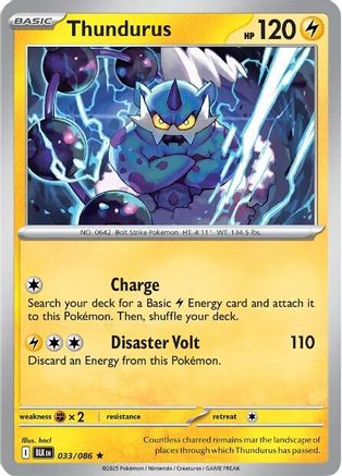 Thundurus - 033/086 - Rare - Reverse Holofoil