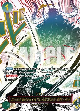 Style à Neuf Épées Aura du Démon, Lames d'Asura, Jeu de l'Homme Mort (Art alternatif) (OP12-037) - Rare