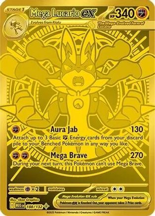 Mega Lucario ex - 188/132 - Holo Rare - Holofoil