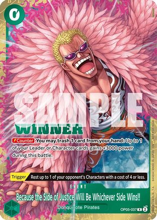 Parce que le Côté de la Justice Sera le Côté Qui Gagne !! (Pack du Vainqueur 2025 Vol. 4) (OP05-037) - Rare