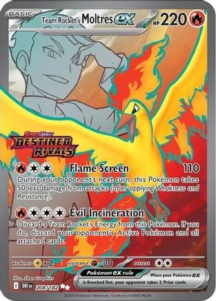 Team Rocket's Moltres ex - 208/182 (Destined Rivals Stamp)  - Double Rare - Holofoil