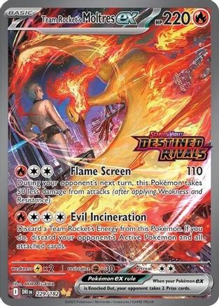 Team Rocket's Moltres ex - 229/182 (Destined Rivals Stamp)  - Double Rare - Holofoil