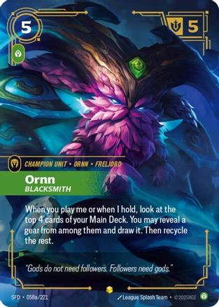 Ornn - Forgeron (Illustration alternative) (058a/221) - Feuille forgée d'esprit