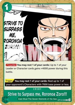 Strive to Surpass me, Roronoa Zoro!!! (OP14-036)  -  Common