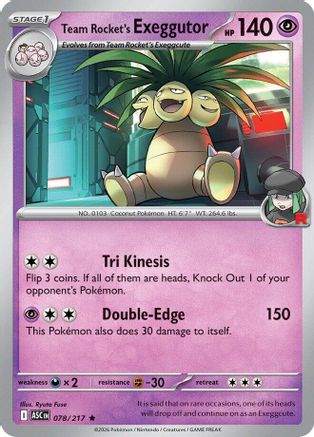 Team Rocket's  exeggutor - 078 - Rare - Reverse Holofoil