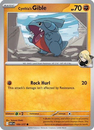 Cynthia's Gible - 109 - Common - Reverse Holofoil