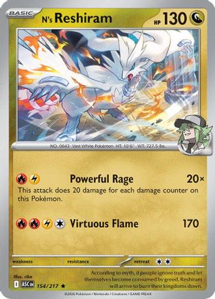 Reshiram de N - 154 - Rare - Holofoil inversée