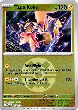 Tapu Koko (Rapide Ball) - 067 - Rare - Holofoil Inversé