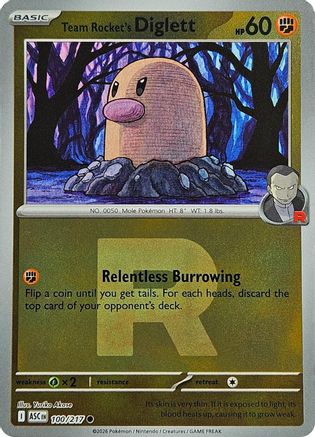 Taupiqueur du Mt. Team Rocket (Team Rocket) - 100 PV - Commune - Holofoil Inversé
