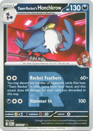 Team Rocket's Honchkrow (Team Rocket) - 127 - Rare - Reverse Holofoil