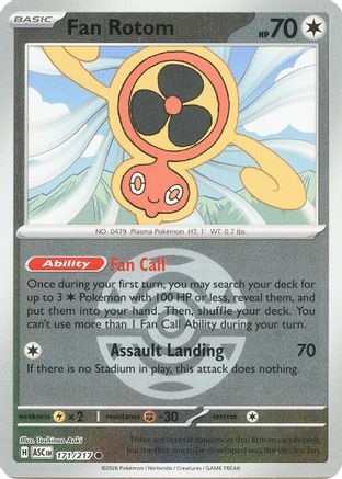 Fan Rotom - 171/217 (Dusk Ball)  - Common - Reverse Holofoil