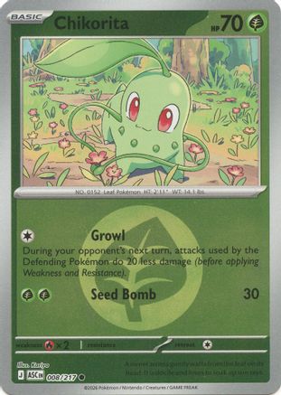 Chikorita (Energy Symbol Pattern) - 008 - Common - Reverse Holofoil