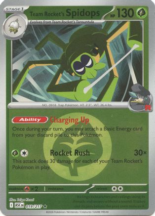 Spidops du Groupe Rocket (Motif Énergie) - 019 - Rare - Holofoil Inversé