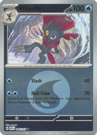 Weavile - 045/217 (Energy Symbol Pattern)  - Uncommon - Reverse Holofoil
