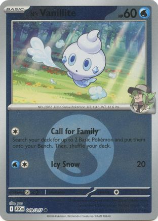 Vanillite de N (motif symbole Énergie) - 049 - Courante - Inverse Holofoil