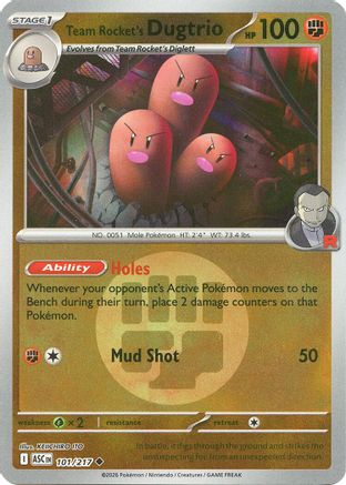 Team Rocket's Dugtrio - 101/217 (Energy Symbol Pattern)  - Uncommon - Reverse Holofoil