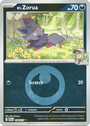 N's Zorua (Energy Symbol Pattern) - 136 - Common - Reverse Holofoil