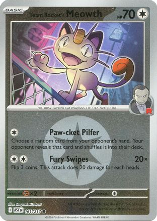 Team Rocket's Meowth (Energy Symbol Pattern) - 161 - Common - Reverse Holofoil