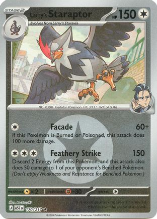 Larry's Staraptor - 170/217 (Energy Symbol Pattern)  - Rare - Reverse Holofoil