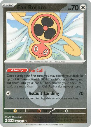 Fan Rotom - 171/217 (Energy Symbol Pattern)  - Common - Reverse Holofoil