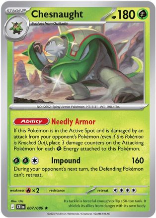 Chesnaught - 007 - Rare - Reverse Holofoil