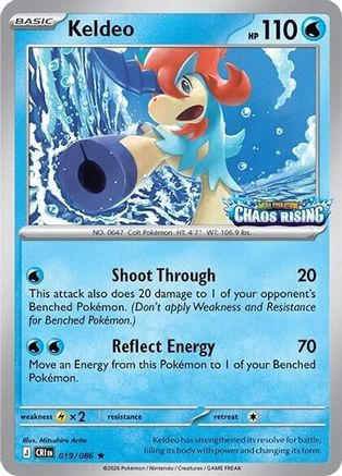 Keldeo - 019/086 (Chaos Rising Stamped)  - Rare - Holofoil