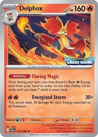 Delphox - 013/086 (Chaos Rising Stamped)  - Rare - Holofoil