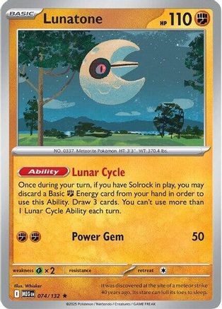 Lunatone - 074/132 (Non-Holo)  - Rare - Normal