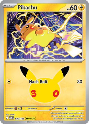 Pikachu - 030/128  - None - Holofoil