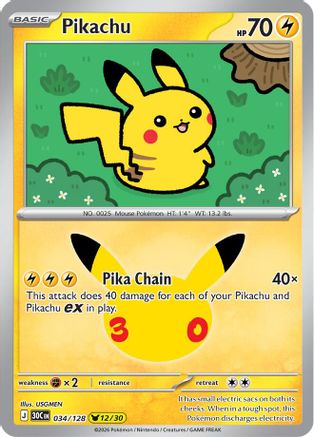 Pikachu - 034/128  - None - Holofoil