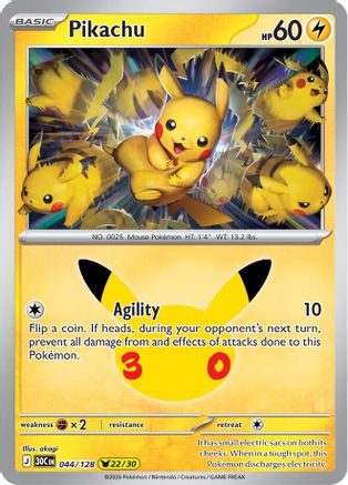 Pikachu - 044/128  - None - Holofoil