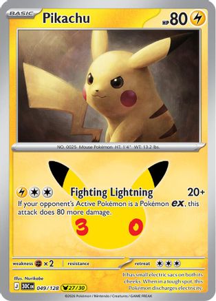 Pikachu - 049/128  - None - Holofoil