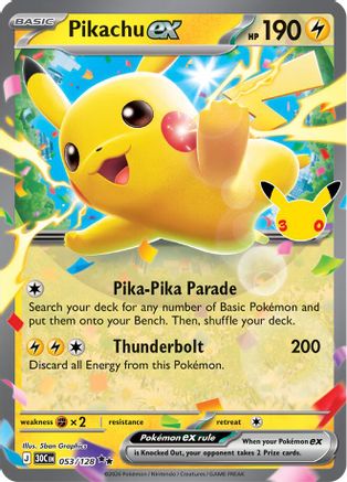 Pikachu ex - 053/128  - Double Rare - Holofoil