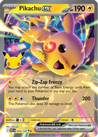 Pikachu ex - 054/128  - Double Rare - Holofoil