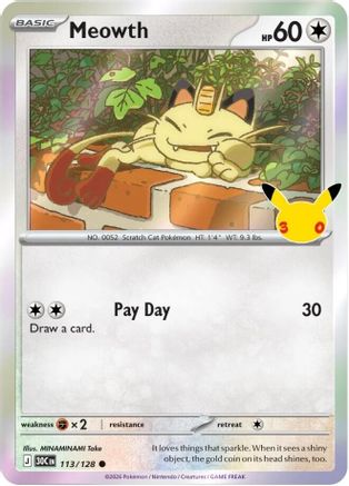 Meowth - 113/128  - Common - Holofoil