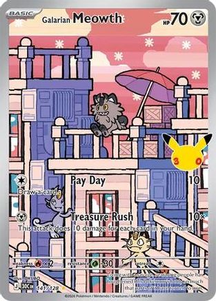 Galarian Meowth - 141/128  - Illustration Rare - Holofoil