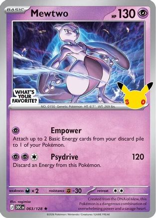 Mewtwo - 063/128 (What's Your Favorite Stamp)  - Rare - Holofoil