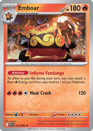 Emboar - 013/086 - Rare - Normal