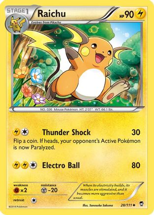 Raichu - 028/111 - Uncommon - Reverse Holofoil